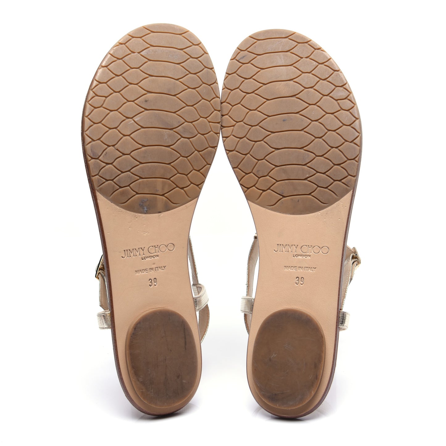 Metallic Calfskin Wave Thong Sandals 39 Champagne