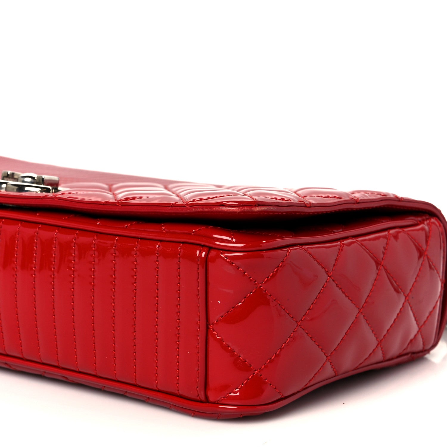 Chanel Patent Quilted Medium Coco Boy Flap Red 11 of 11