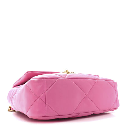 Chanel Shiny Lambskin Quilted Medium Chanel 19 Flap Neon Pink 4 of 11