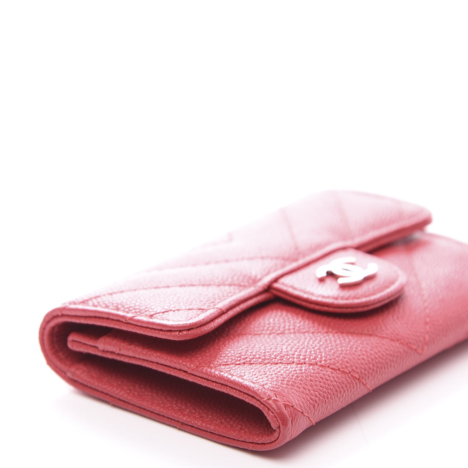 Chanel Caviar Chevron Quilted Flap Card Holder Red 4 of 9