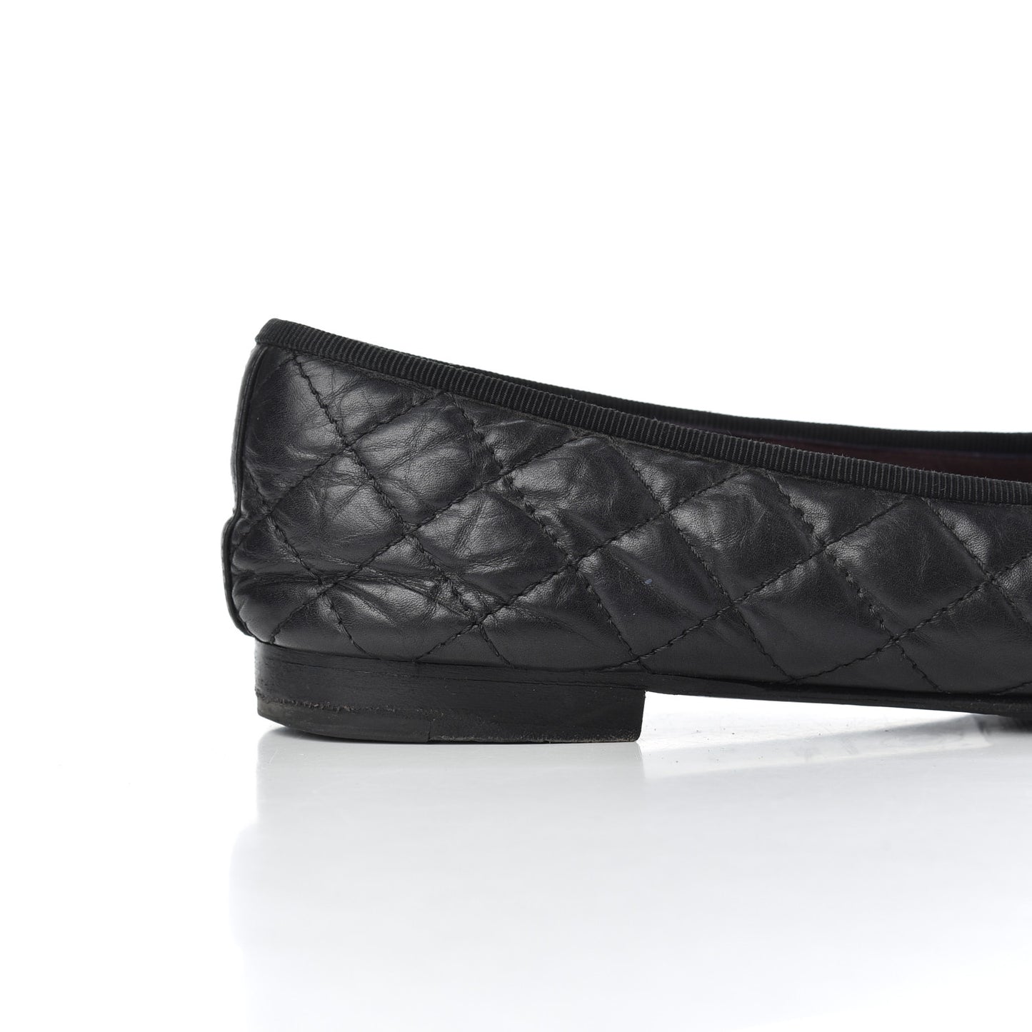 Aged Calfskin Quilted CC Cap Toe Ballerina Flats 39.5 Black