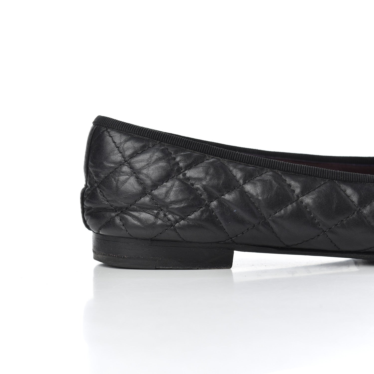 Chanel Aged Calfskin Quilted CC Cap Toe Ballerina Flats 39.5 Black 19 of 21