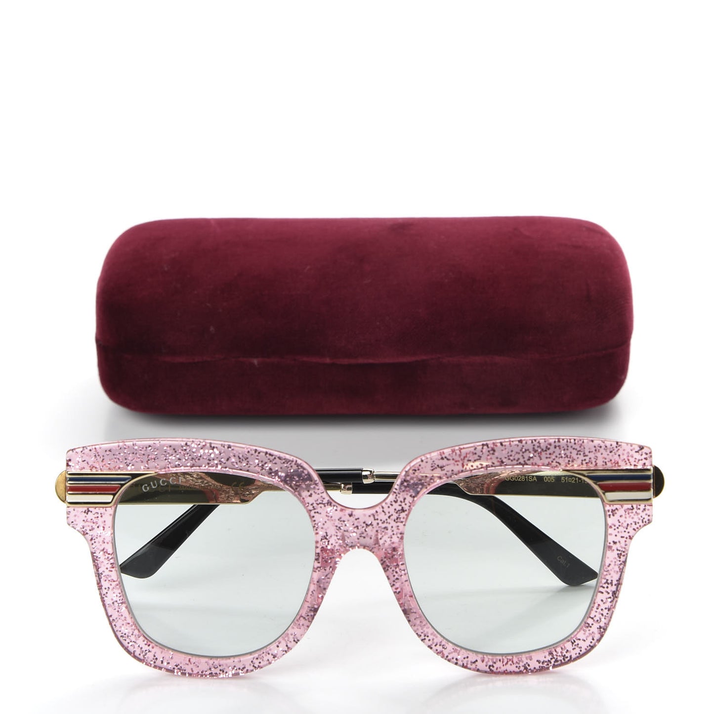 Acetate Square Frame Web Glitter GG0281S Sunglasses Pink