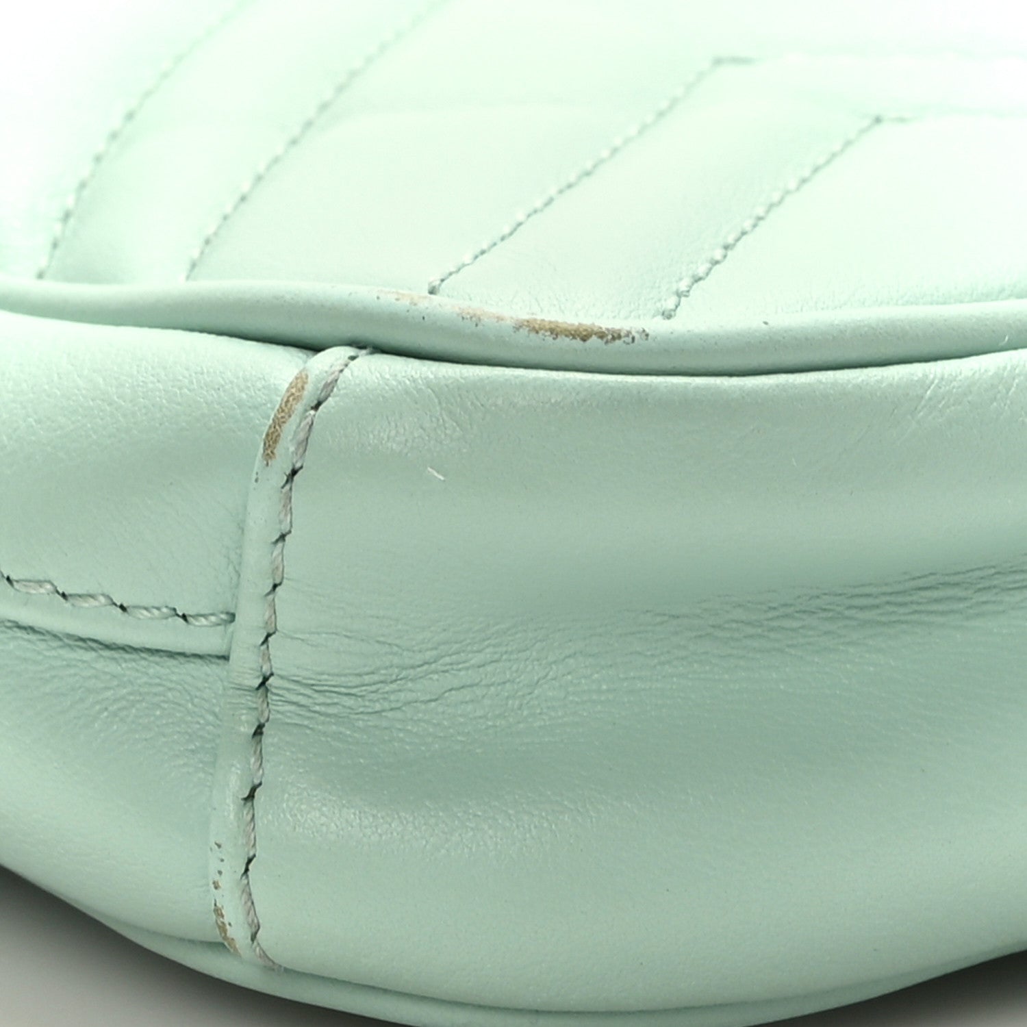 Gucci Calfskin Matelasse Mini GG Marmont Crossbody Bag Water Green 7 of 8