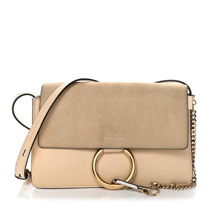 Chloe Suede Calfskin Small Faye Shoulder Bag Pearl Beige 1 of 12