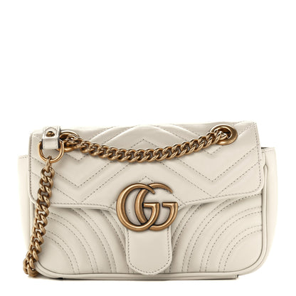 Gucci Calfskin Matelasse Mini GG Marmont Shoulder Bag White 1 of 10