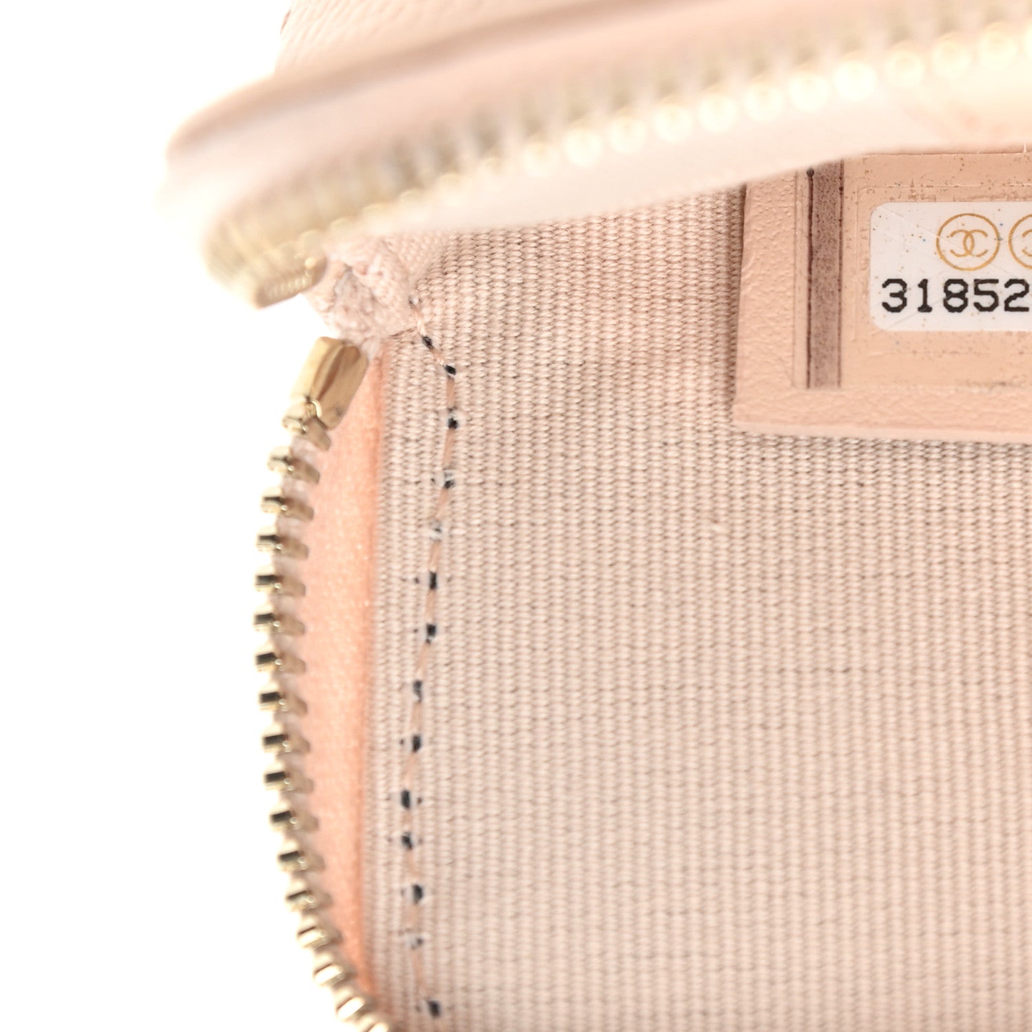 Chanel Caviar Quilted Zip Card Holder Wallet Light Beige 7 of 8