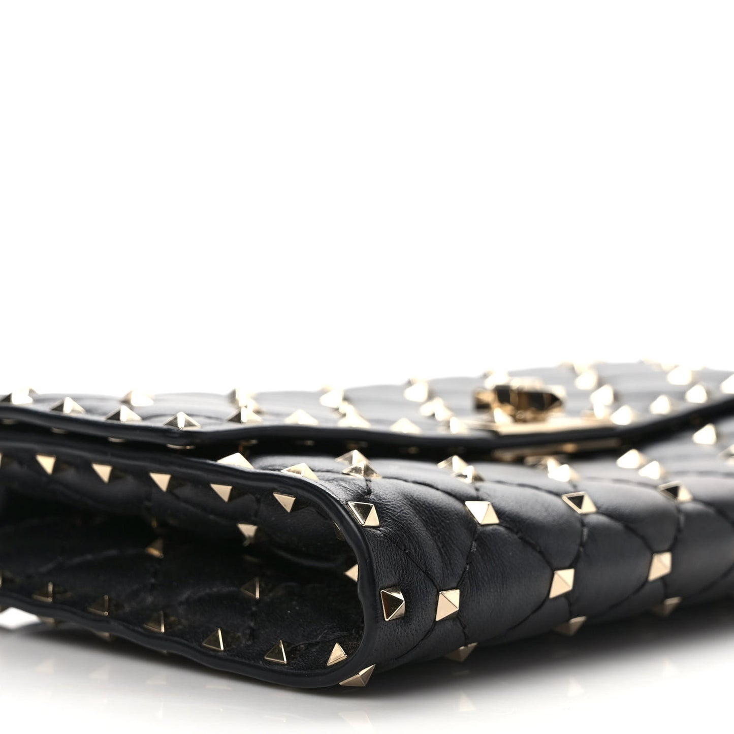 Nappa Rockstud Spike Wallet on Chain Black