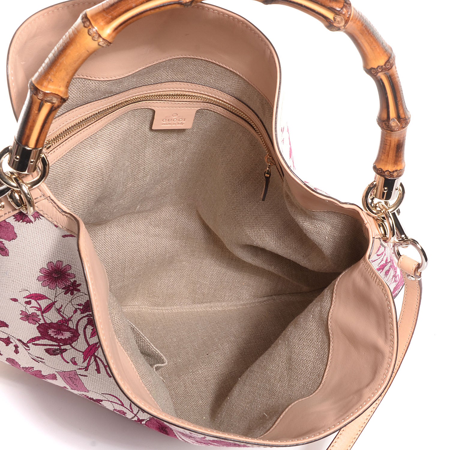 Gucci Canvas Floral Flora Peggy Bamboo Top Handle Hobo 5 of 7