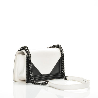 Chanel Calfskin Medium Bi-Color Boy Flap Black White 3 of 15