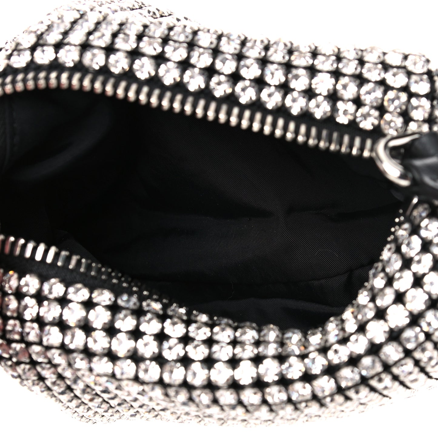 Mesh Crystal Wanglock Fortune Cookie Bag Black