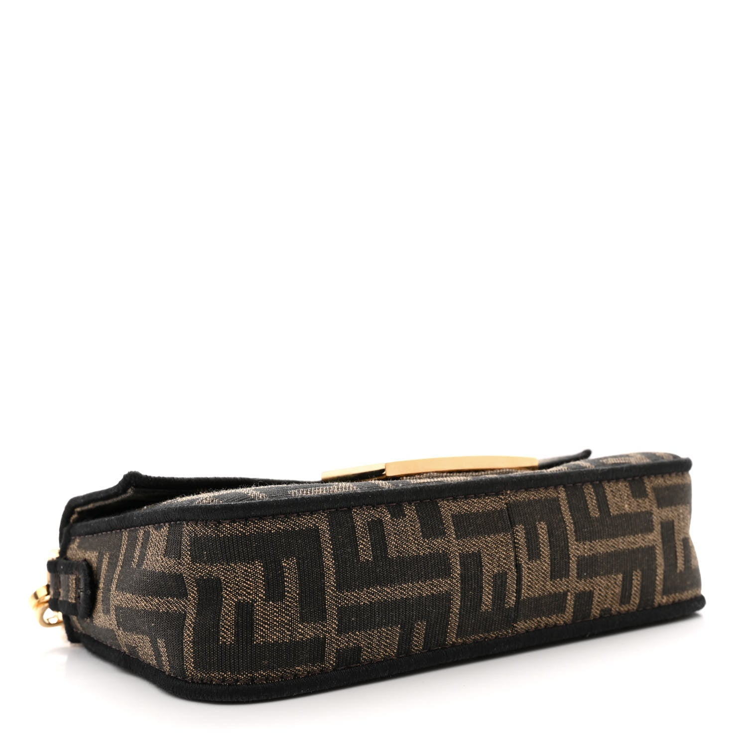 Fendi Fabric Jacquard FF 1974 Mini Baguette Tobacco Moro Black 4 of 14