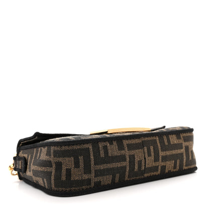 Fendi Fabric Jacquard FF 1974 Mini Baguette Tobacco Moro Black 4 of 14