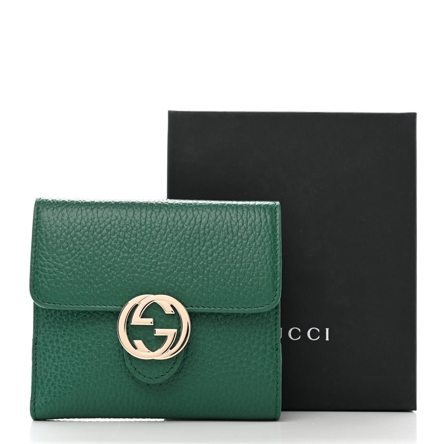 Dollar Calfskin Interlocking G French Wallet Emerald