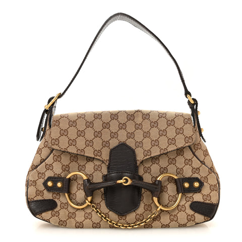Monogram Horsebit Chain Flap Shoulder Bag Brown