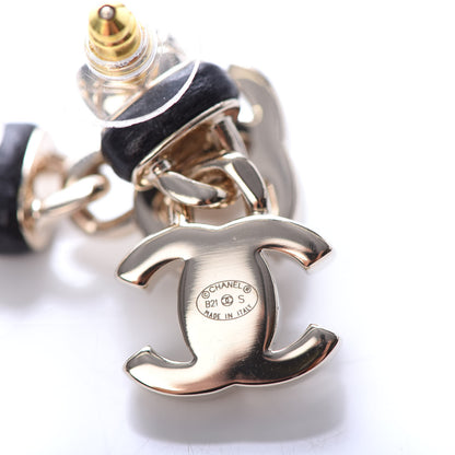 Chanel Lambskin CC Turnlock Drop Earrings Gold Black 4 of 5