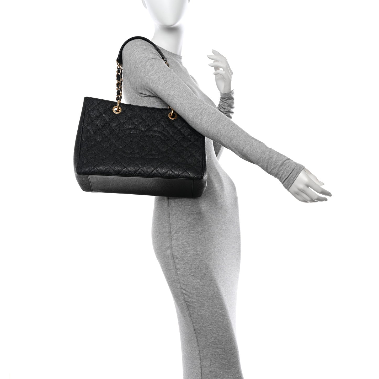Caviar Quilted Grand Shopping Tote GST Black