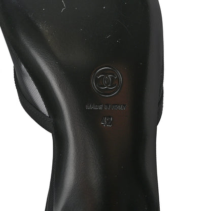 Chanel Mesh Grosgrain Cap Toe CC Flats 42 Black 6 of 11