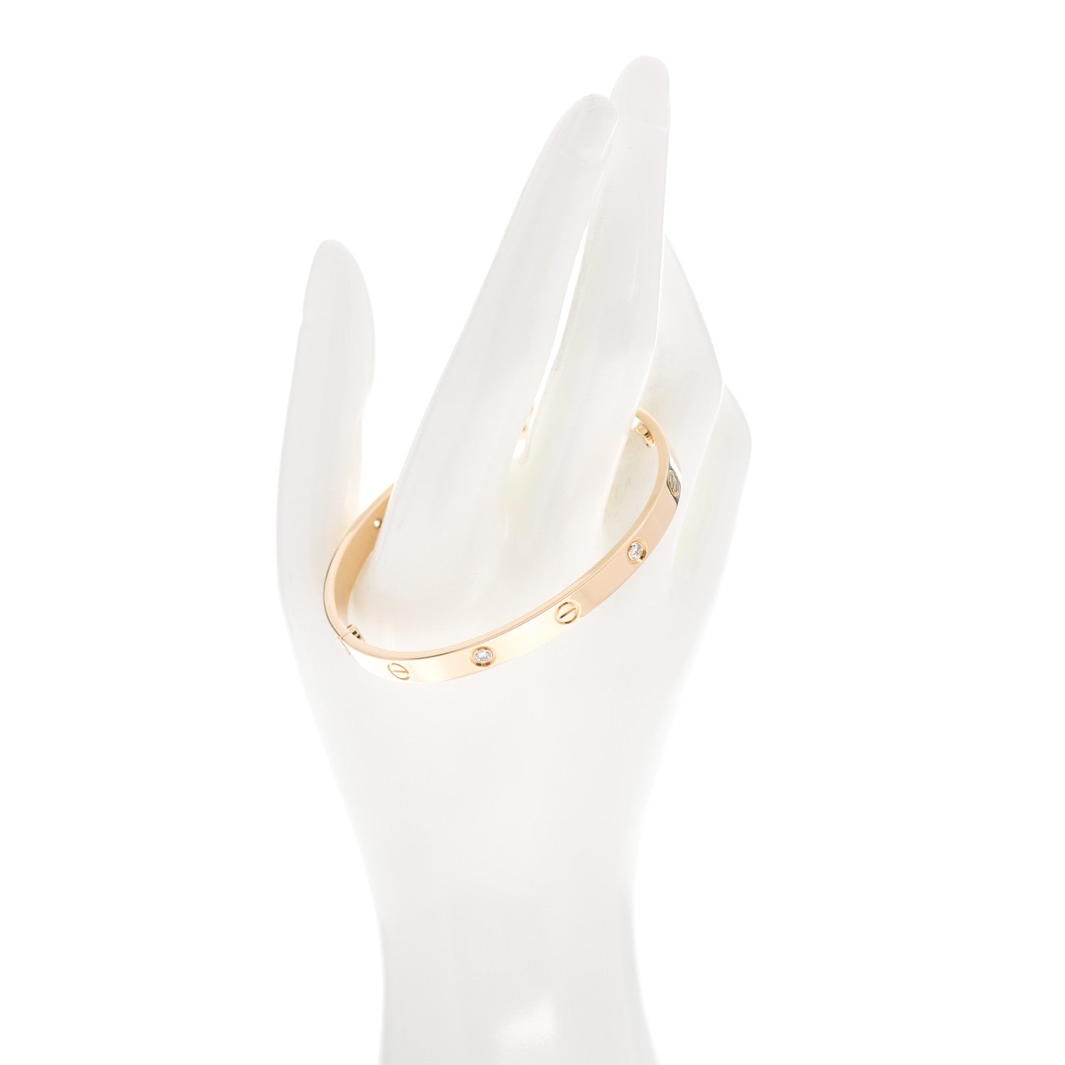 Cartier 18K Yellow Gold 4 Diamond LOVE Bracelet 19 2 of 7