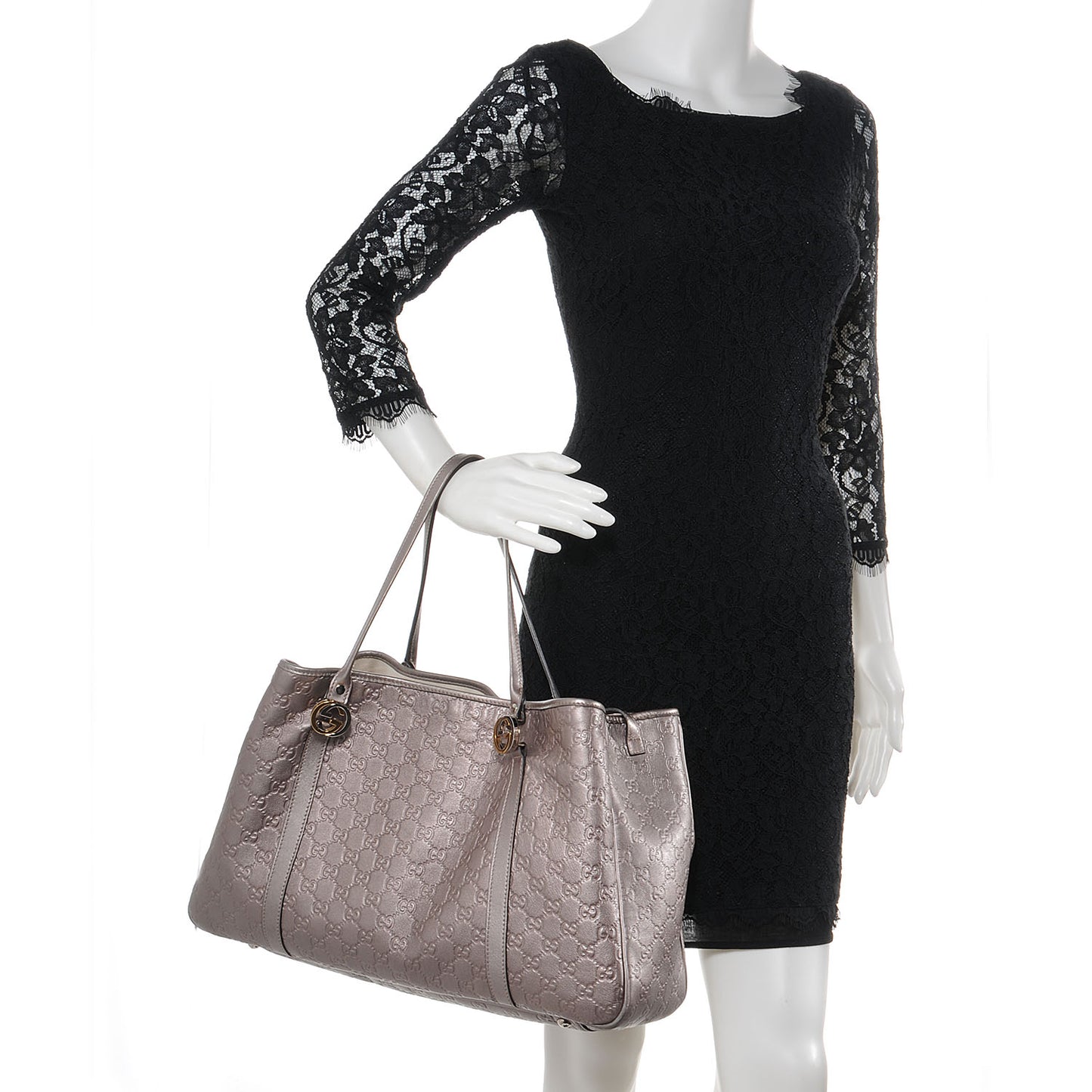 Metallic Guccissima Large GG Twins Tote Mauve