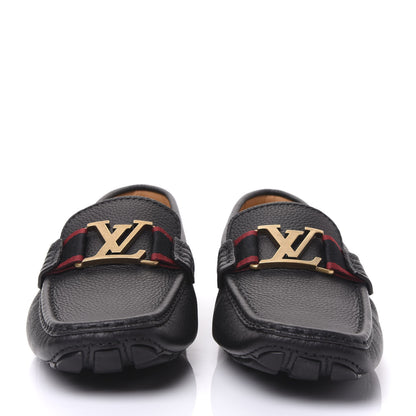 Louis Vuitton Grained Calfskin Monte Carlo Car Shoe Moccasin Loafers 5 Black 3 of 11