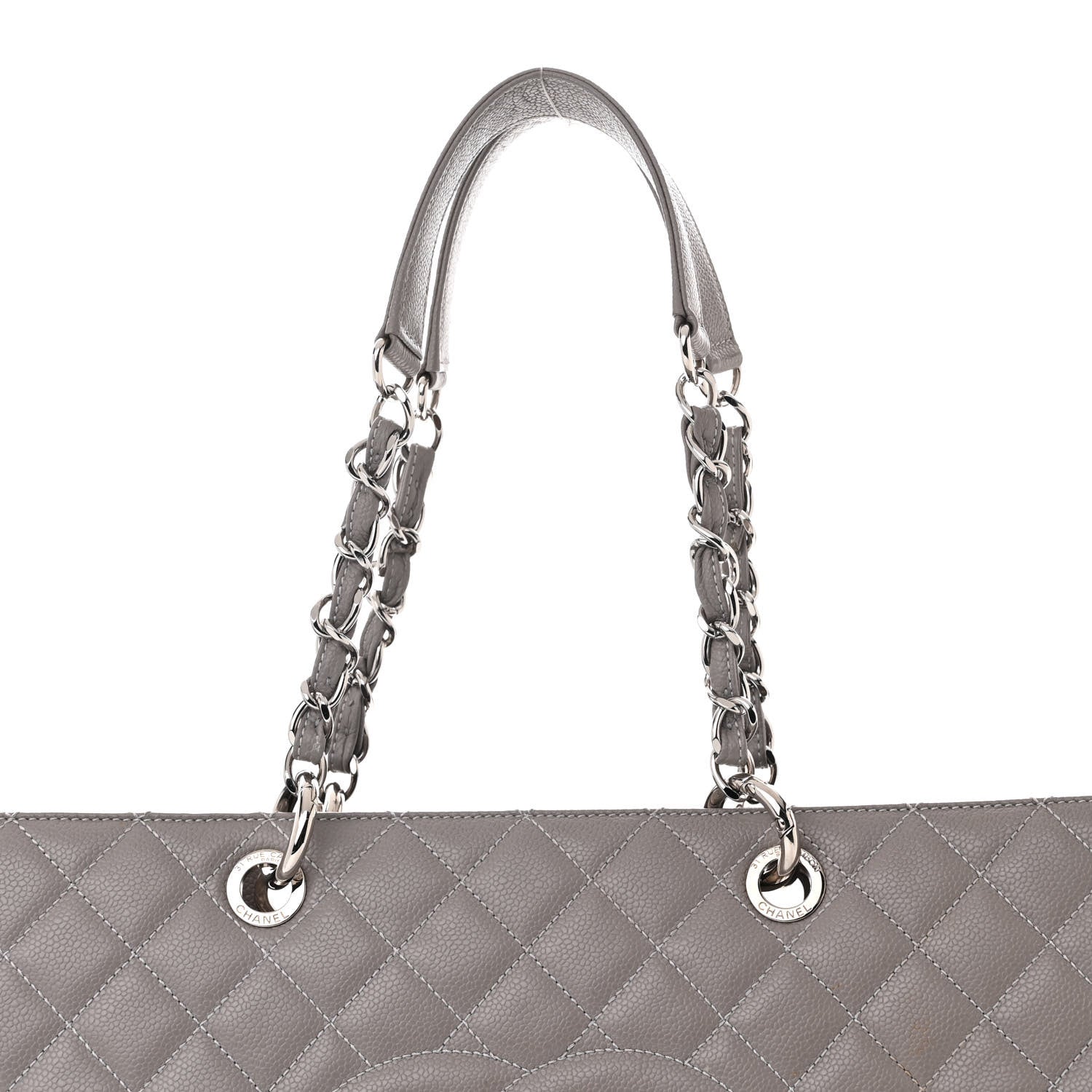 Chanel Caviar Quilted XL Grand Shopping Tote GST Light Grey 8 of 12