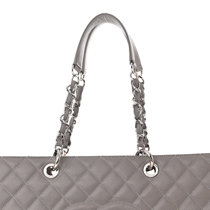 Chanel Caviar Quilted XL Grand Shopping Tote GST Light Grey 8 of 12