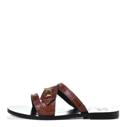 Givenchy Calfskin Crocodile Embossed Eden Slides 37 Light Brown 1 of 11