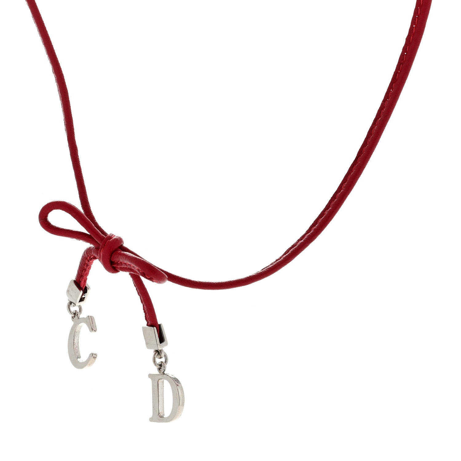 Christian Dior Calfskin CD Bow Choker Necklace Red 2 of 4