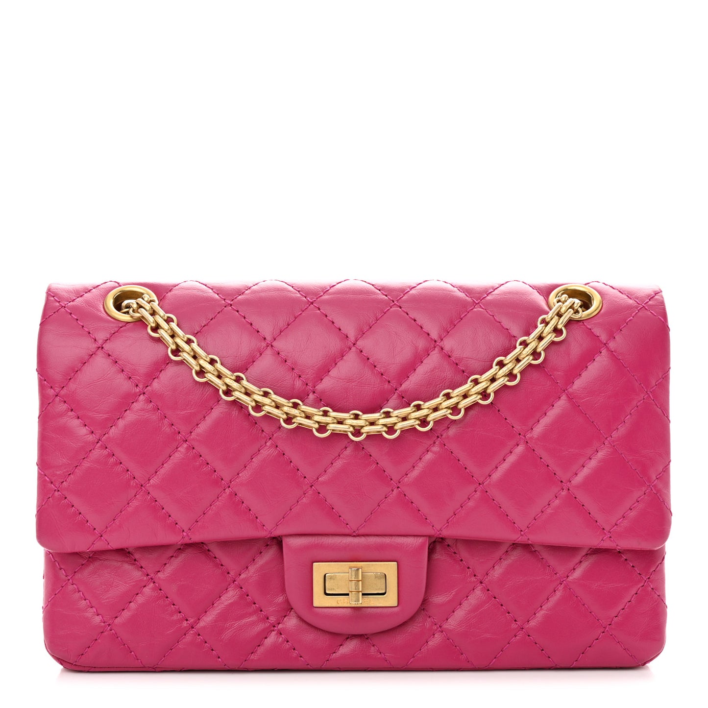 Aged Calfskin Quilted 2.55 Reissue 225 Flap Fuchsia