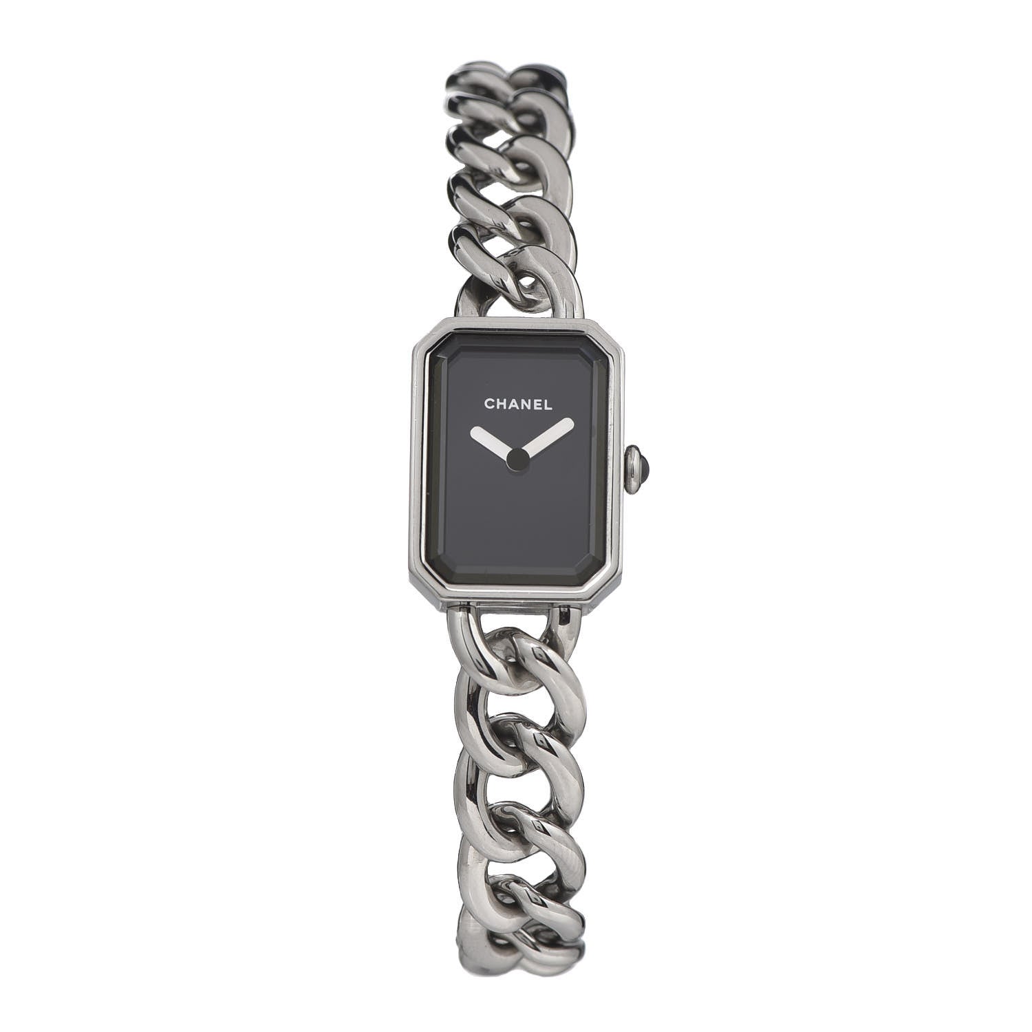 Chanel Stainless Steel 20mm Chain Premiere Quartz Watch Black L 1 of 8