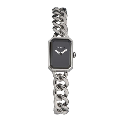 Chanel Stainless Steel 20mm Chain Premiere Quartz Watch Black L 1 of 8
