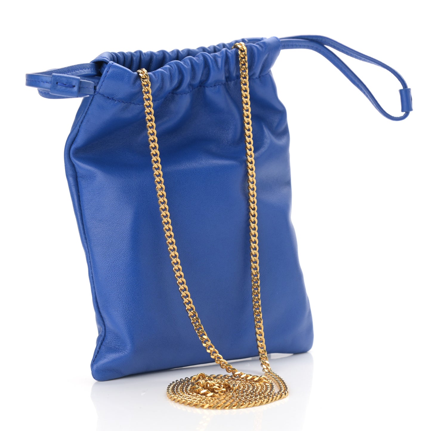 Lambskin Paris Drawstring Pouch Bleu Majorelle
