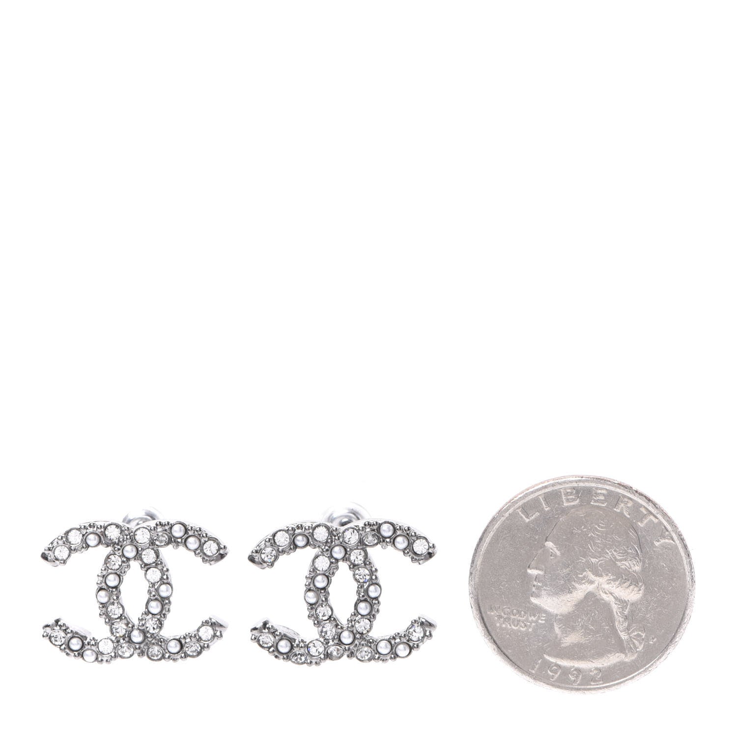 Chanel Ruthenium Crystal Pearl Caviar Earrings 2 of 5