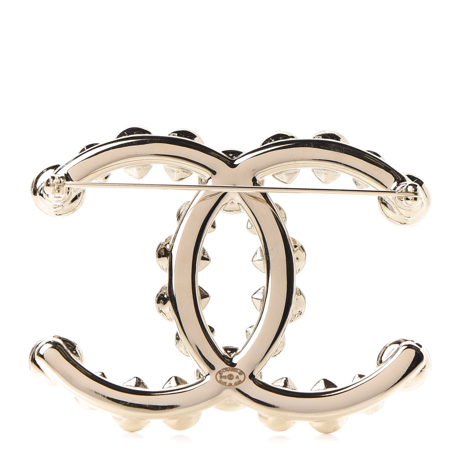 Chanel Strass Crystal CC Brooch Gold Blue 3 of 5