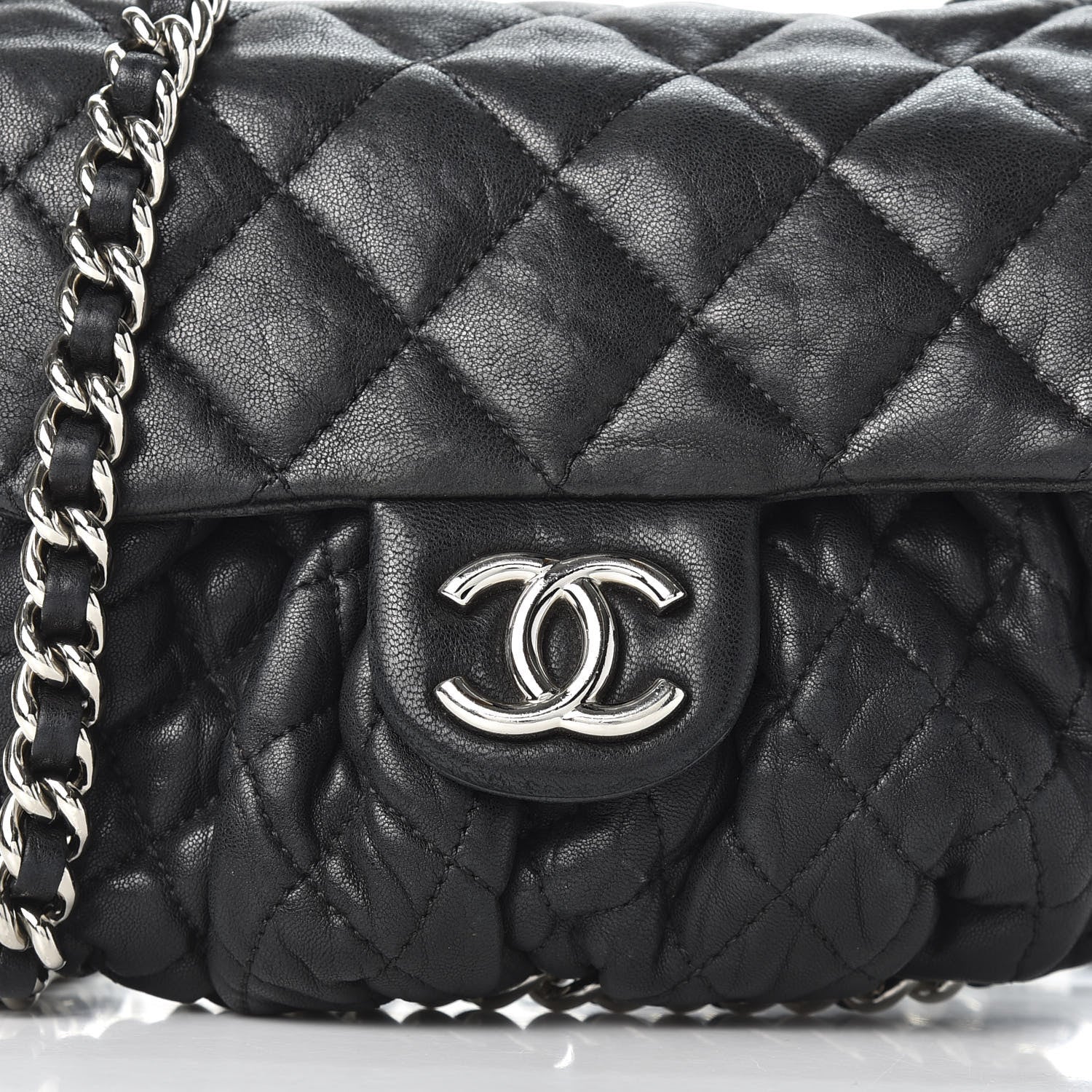 Chanel Washed Lambskin Quilted Mini Chain Around Flap Black 9 of 10