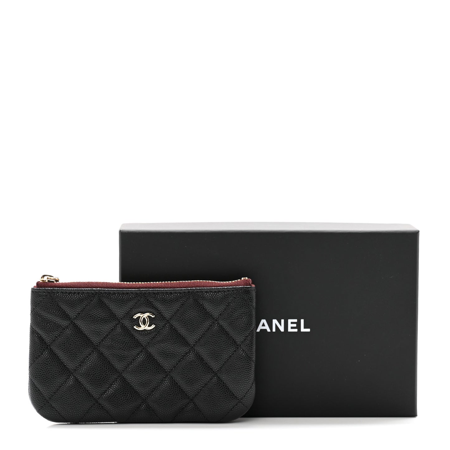 Caviar Quilted Small Cosmetic Case Black