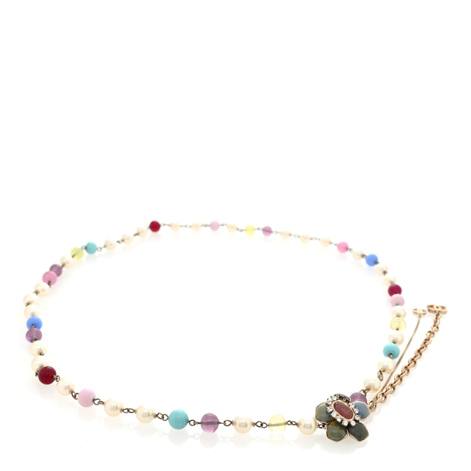 Chanel Pearl Enamel Crystal Flower Belt Gold Multicolor 1 of 6