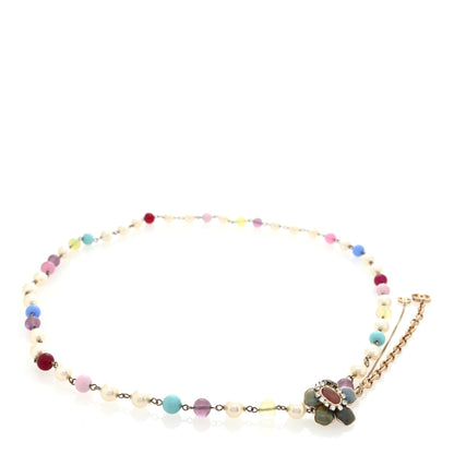Chanel Pearl Enamel Crystal Flower Belt Gold Multicolor 1 of 6
