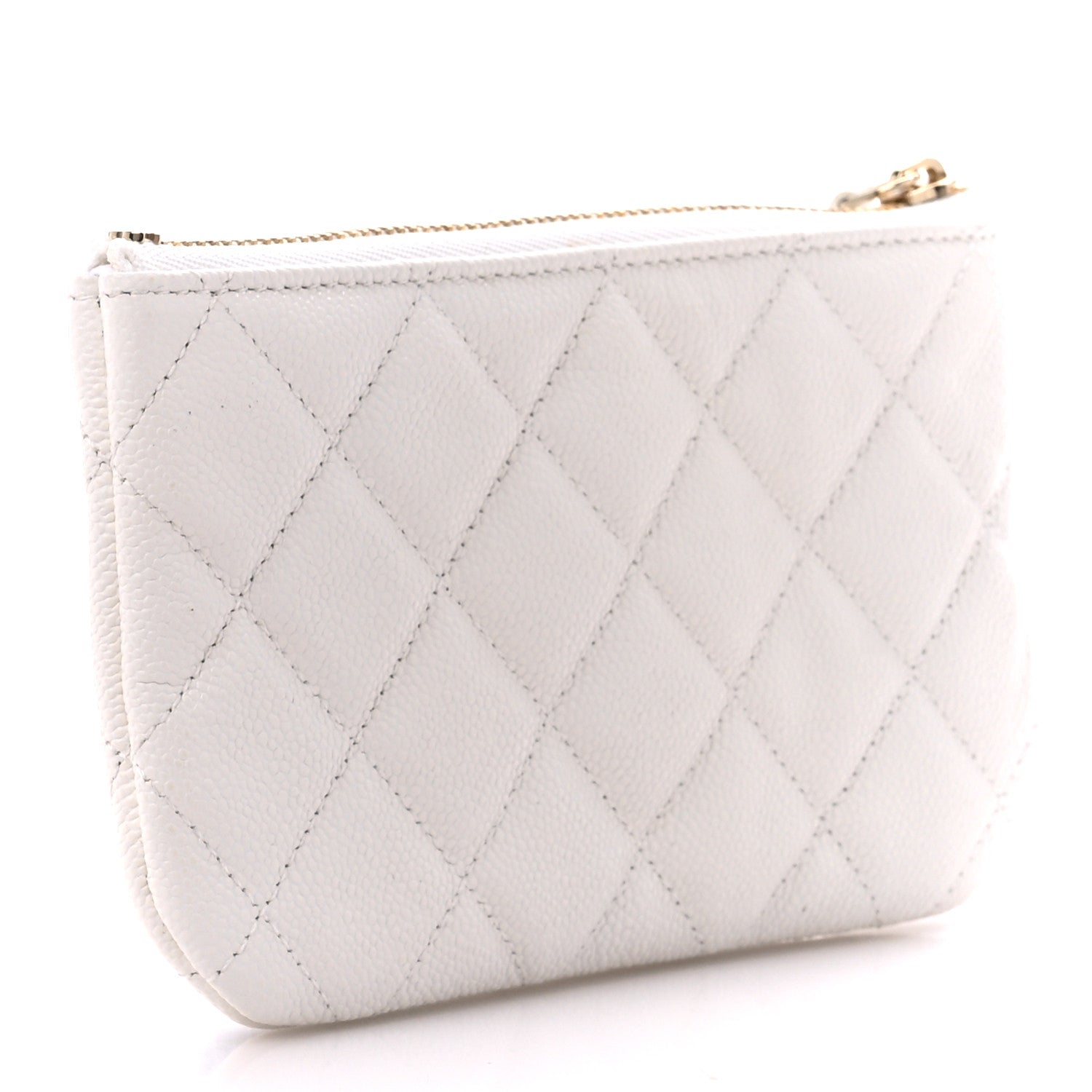 Chanel Caviar Quilted Small Cosmetic Case White 3 of 11