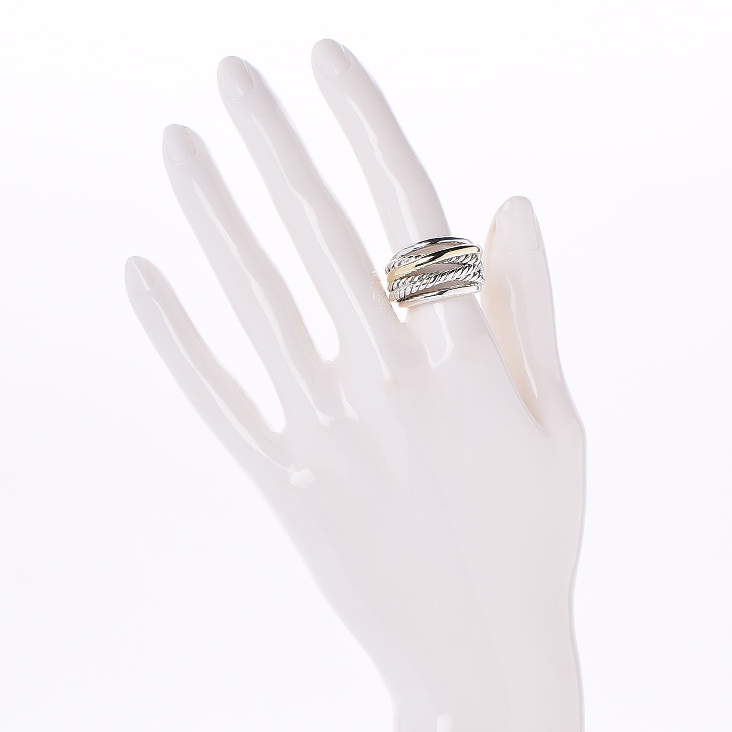 David Yurman Sterling Silver 14K Yellow Gold Crossover Ring 51.9 6 2 of 5