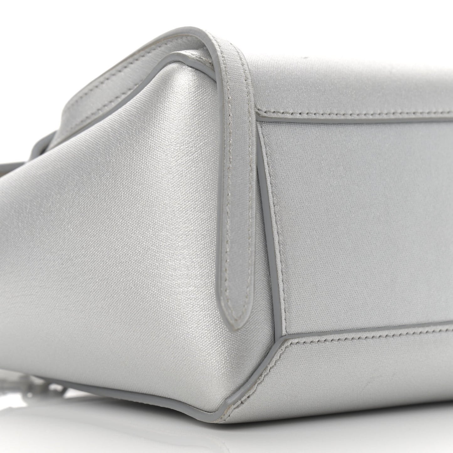 Laminated Calfskin Nano Belt Bag Silver