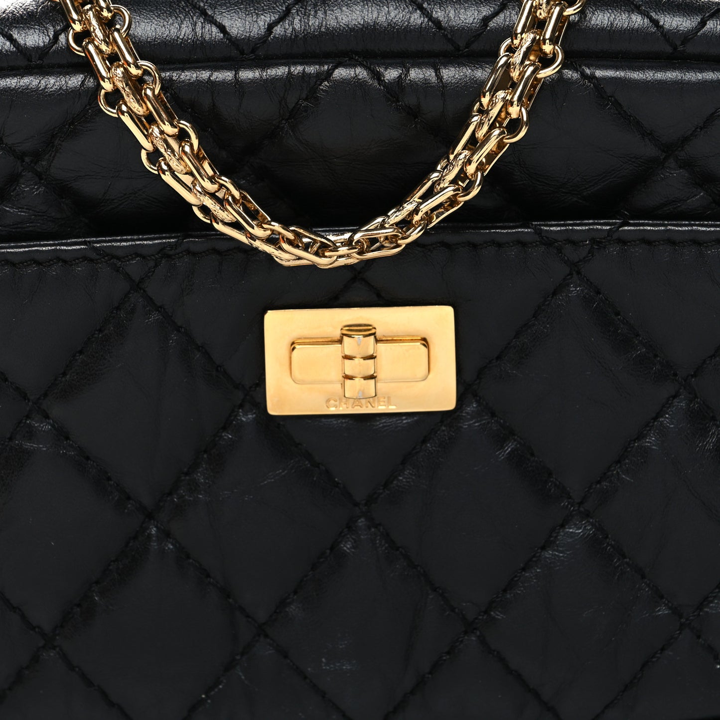Aged Calfskin Quilted Mini Reissue Camera Case Black