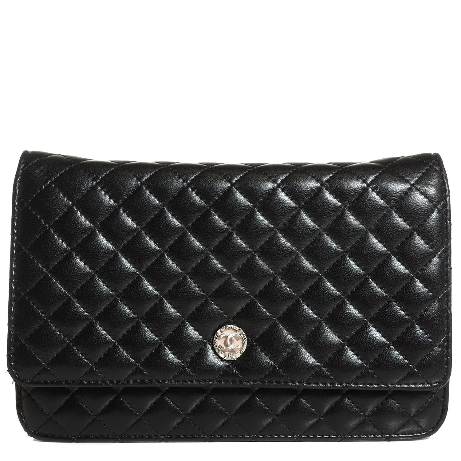 Chanel Lambskin Micro Quilted Wallet on Chain WOC Black 1 of 9