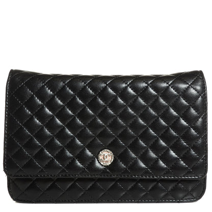 Chanel Lambskin Micro Quilted Wallet on Chain WOC Black 1 of 9