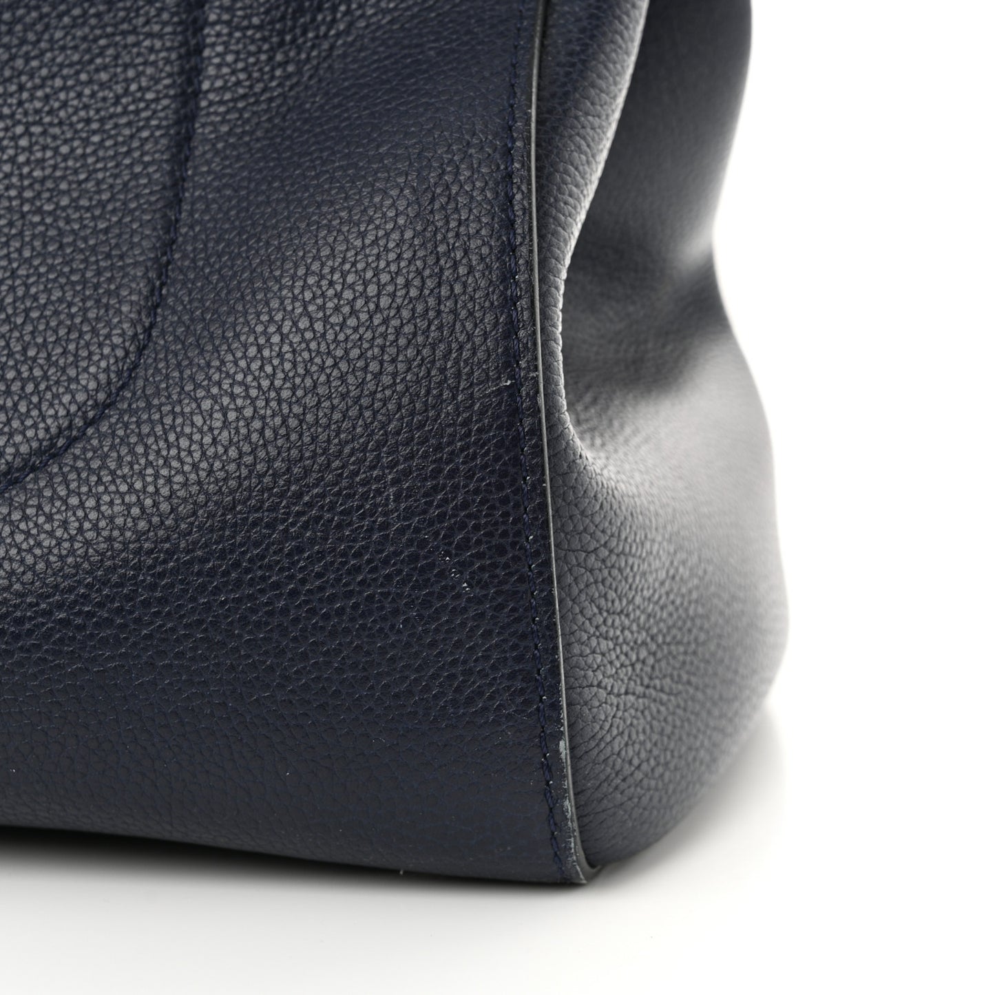 Grained Calfskin Medium Neo Executive Shopper Tote Dark Blue