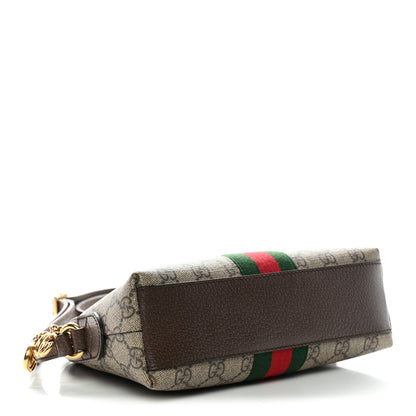 Gucci GG Supreme Monogram Textured Dollar Calfskin Web Small Ophidia Dome Shoulder Bag Beige Ebony New Acero 4 of 12