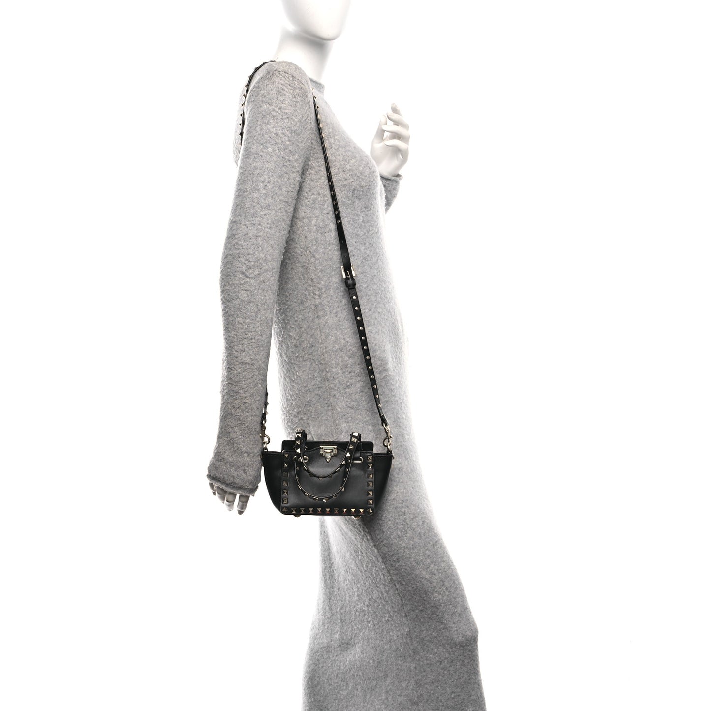 Vitello Micro Rockstud Tote Black