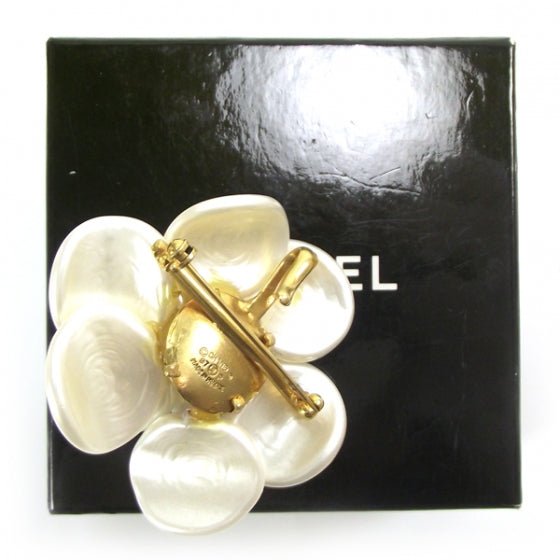 Chanel Mother of Pearl Camellia Flower Brooch 2 of 3
