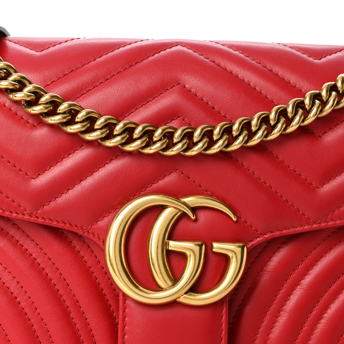 Gucci Calfskin Matelasse Small GG Marmont Shoulder Bag Hibiscus Red 8 of 10